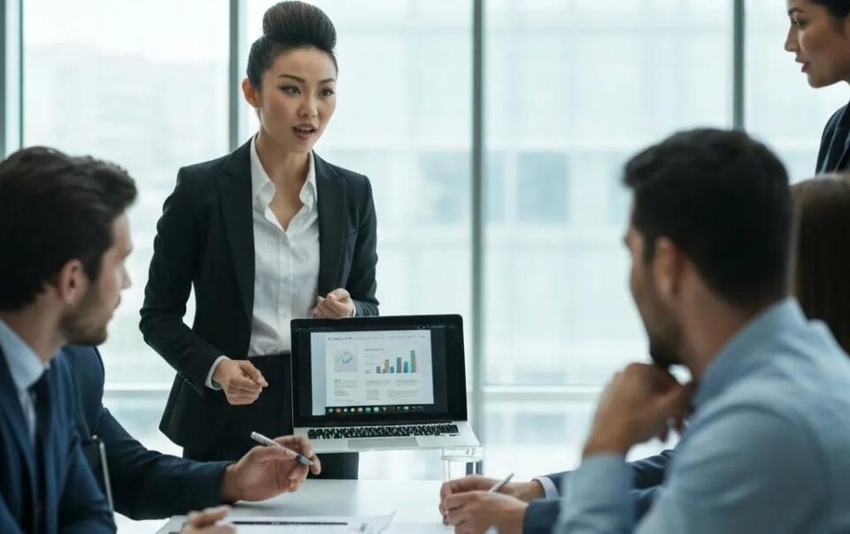 Business broker consulting with a client about seller representation and business valuation